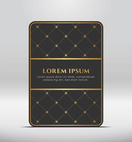 Elegant premium look. Dark gray card shape with golden pattern. Vector illustration.