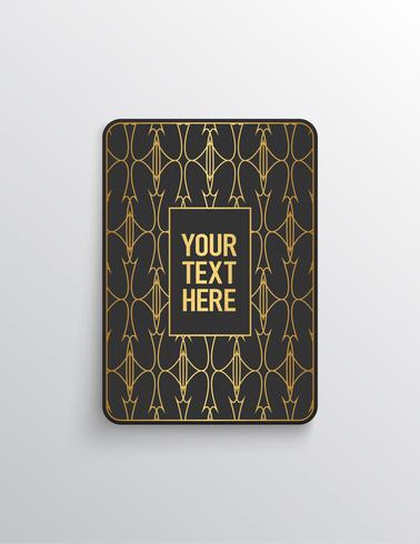 Elegant premium look. Dark gray card shape with golden pattern. Vector illustration.