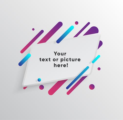 Vector background with paper card and abstract colorful shapes