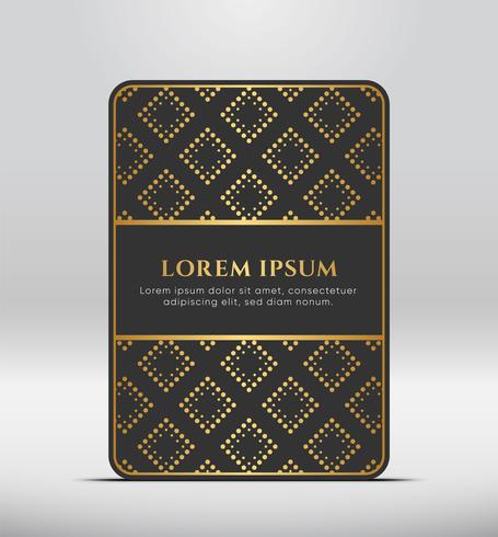 Elegant premium look. Dark gray card shape with golden pattern. Vector illustration.