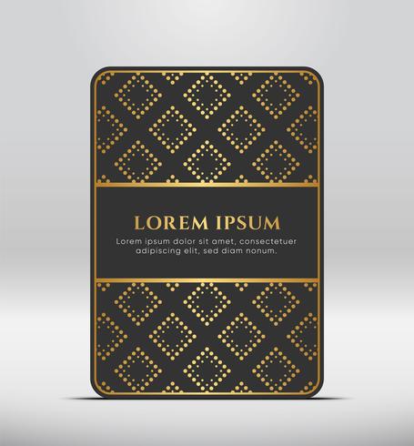 Elegant premium look. Dark gray card shape with golden pattern. Vector illustration.