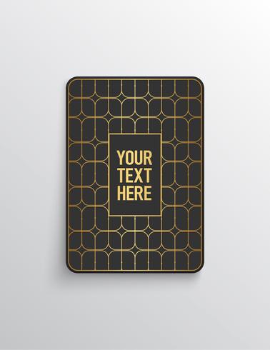 Elegant premium look. Dark gray card shape with golden pattern. Vector illustration.