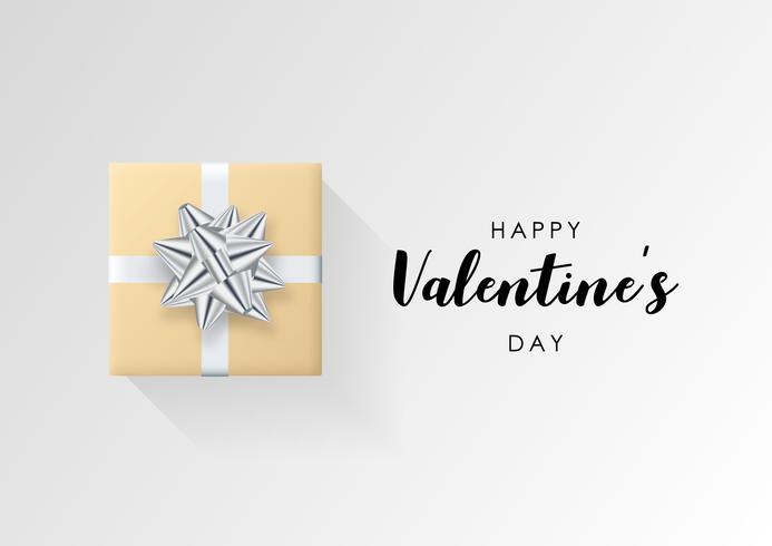 Valentines day vector background. Colorful wrapped gift box with ribbon. 