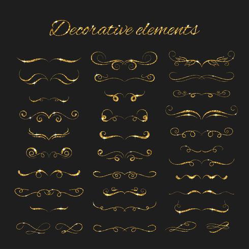 Dividers set. Vector gold ornate design. Golden flourishes.