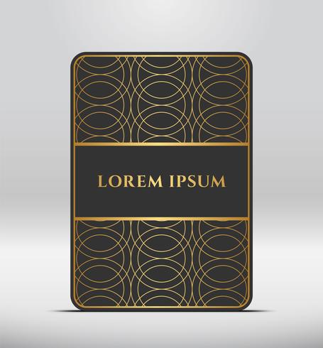 Elegant premium look. Dark gray card shape with golden pattern. Vector illustration.