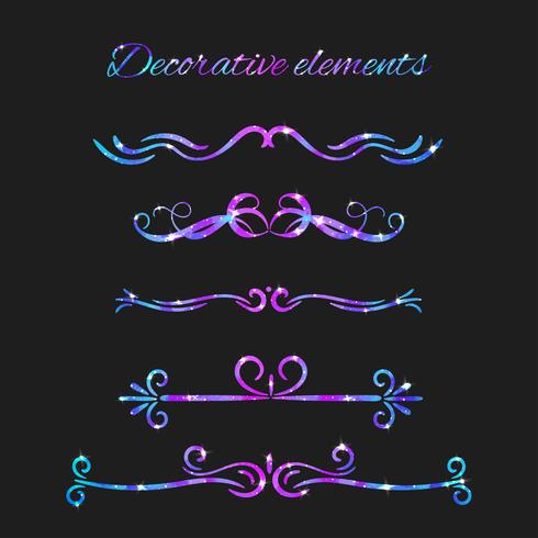 Vector Florece. Set de separadores. Remolinos decorativos dibujados a mano