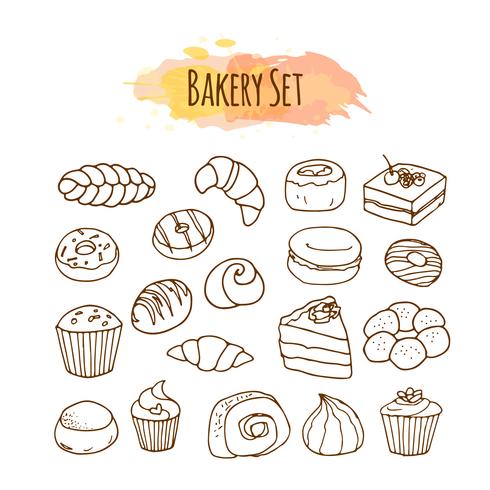 Bakery elements. Pastry illustration. vector