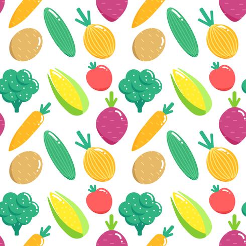 Seamless pattern with vegetables. Flat veggies vector illustration.