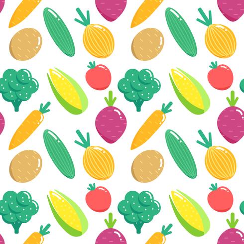 Seamless pattern with vegetables. Flat veggies vector illustration.