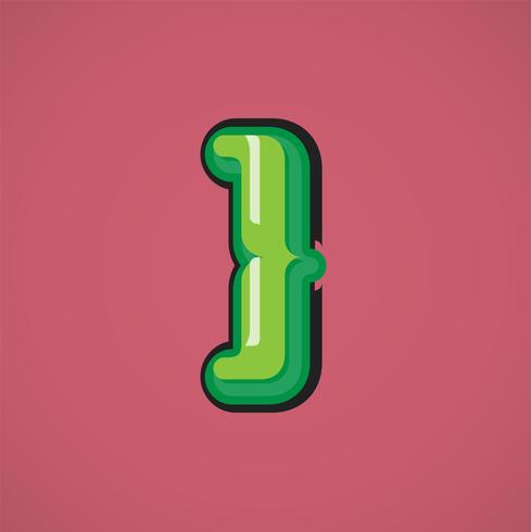 Green comic character from a fontset, vector illustration