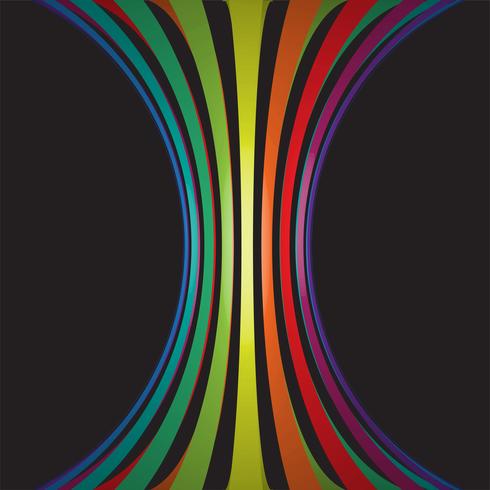 Colorful lines in 3D on black background, vector illustration