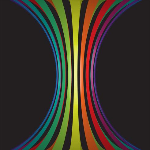 Colorful lines in 3D on black background, vector illustration