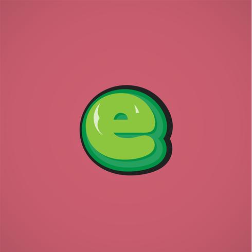 Green comic character from a fontset, vector illustration