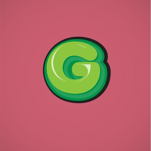 Green comic character from a fontset, vector illustration