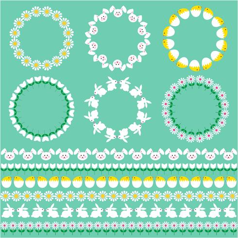 Easter borders and circle frames	 vector