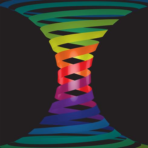 Líneas de colores en 3D sobre fondo negro, ilustración vectorial vector
