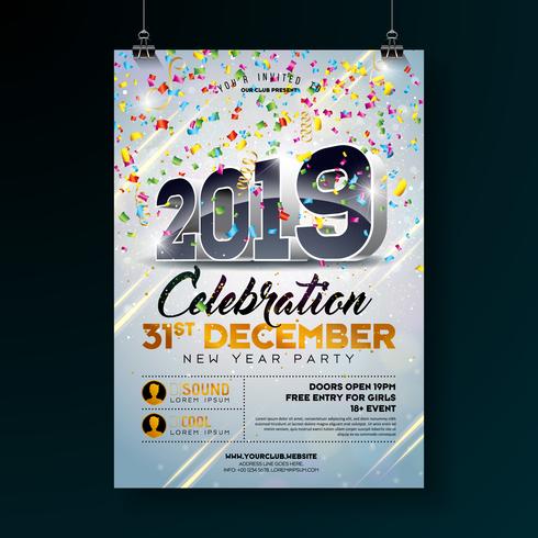 New Year Party Celebration Poster . vector