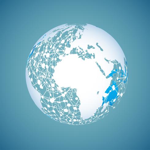 Globo del mundo sobre un fondo azul, ilustración vectorial vector