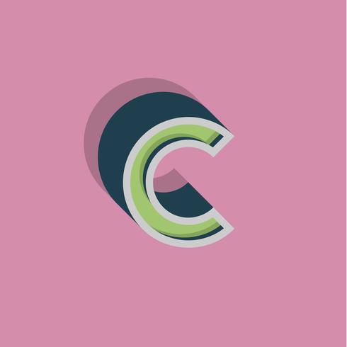 Retro 3D character from a fontset, vector illustration