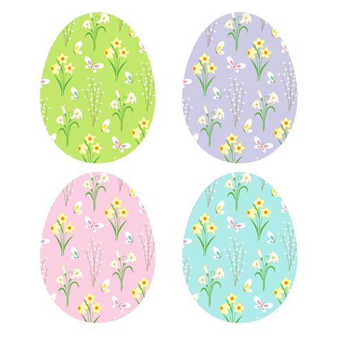 floral patterns on Easter eggs	 vector