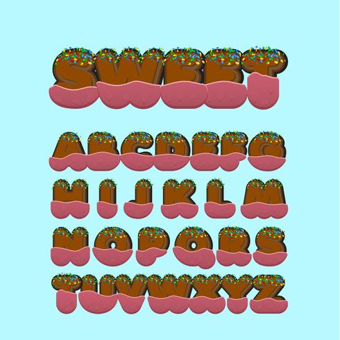Sweet font character set with, vector illustration