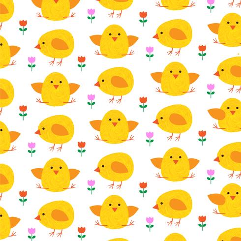 Easter chick pattern on white	 vector