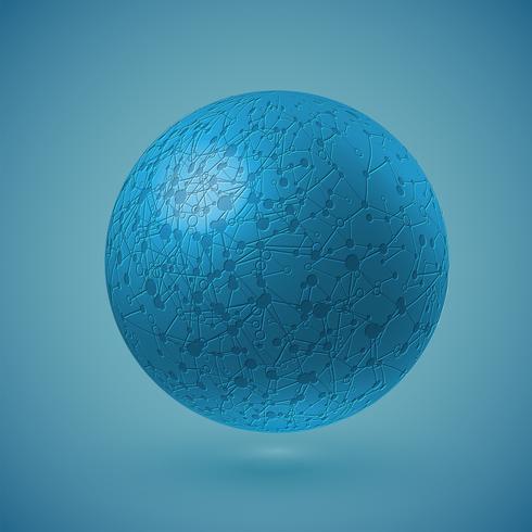 Connected blue globe, vector illustration