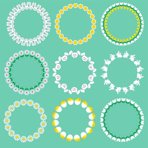 Easter circle frames vector