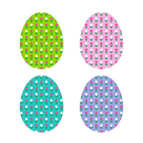 Easter egg shapes with tulip pattern vector