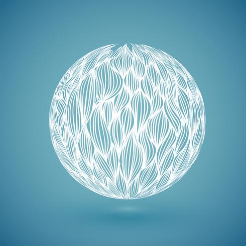 White abstract hand drawn globe, vector illustration