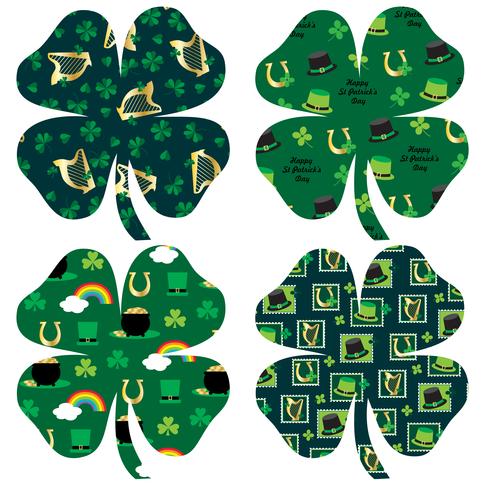 Saint Patrick's day patterned shamrocks vector