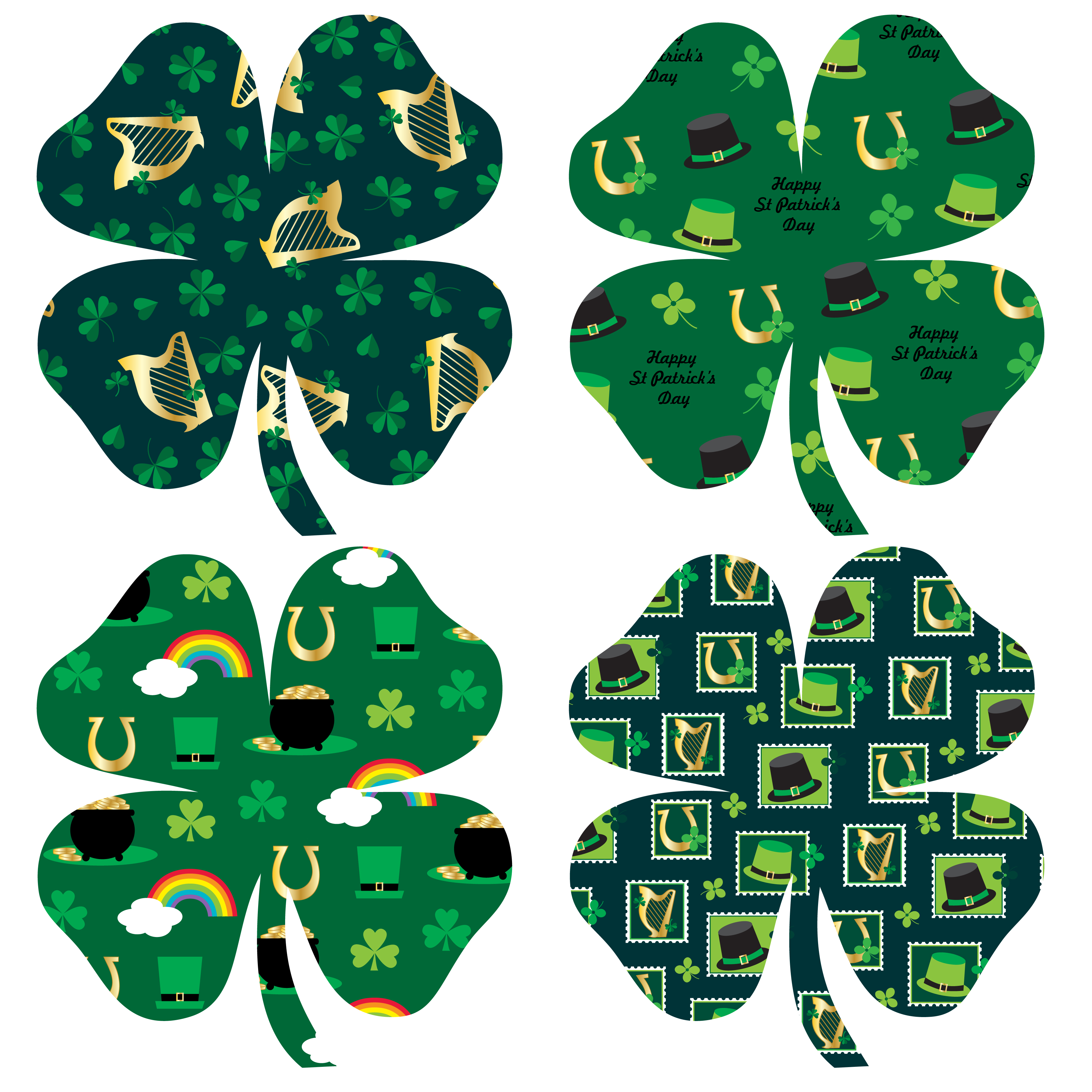 Saint Patrick's day patterned shamrocks 334205 Vector Art at Vecteezy