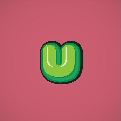 Green comic character from a fontset, vector illustration