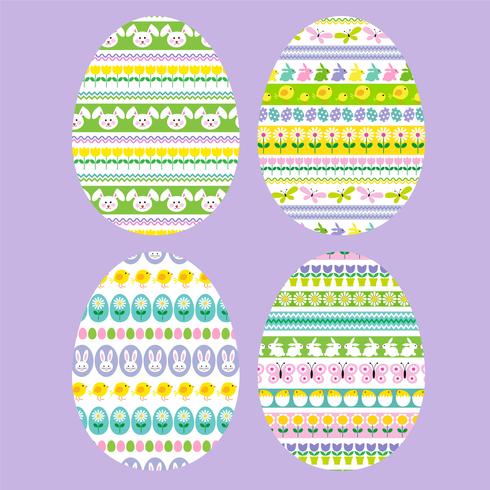 Huevos de Pascua con patrones de rayas. vector