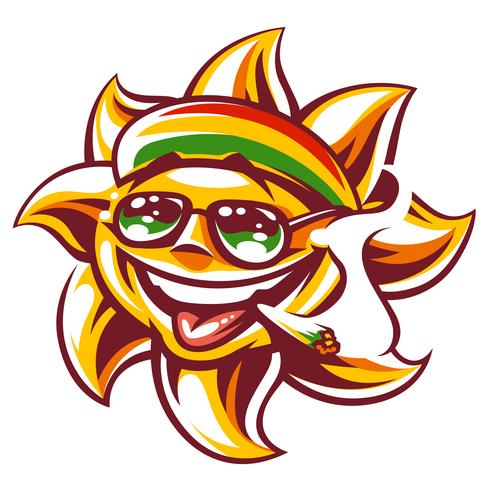 Vector Rasta Sun with Spliff