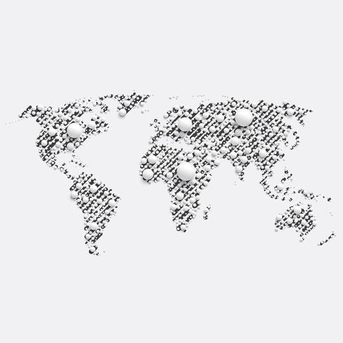 White world map made by balls, vector illustration