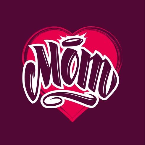 Mom Tattoo Style Vector Lettering 