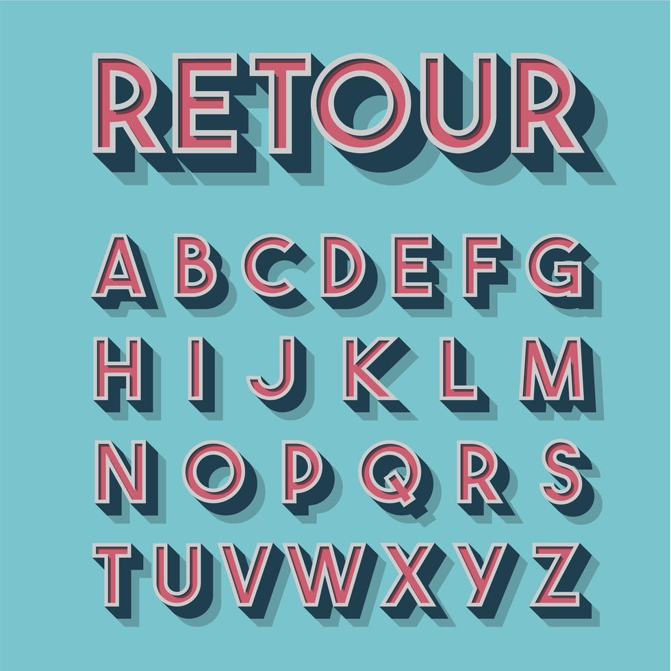 Retro 3d Font Set Vector Illustration 334348 Vector Art At Vecteezy