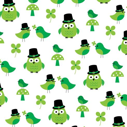 saint patricks day owl pattern vector