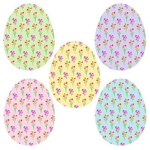 tulip floral on easter eggs vector