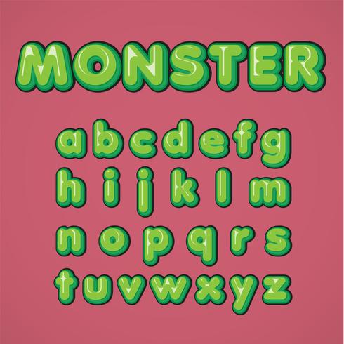 Green comic character set from a typeset, vector illustration