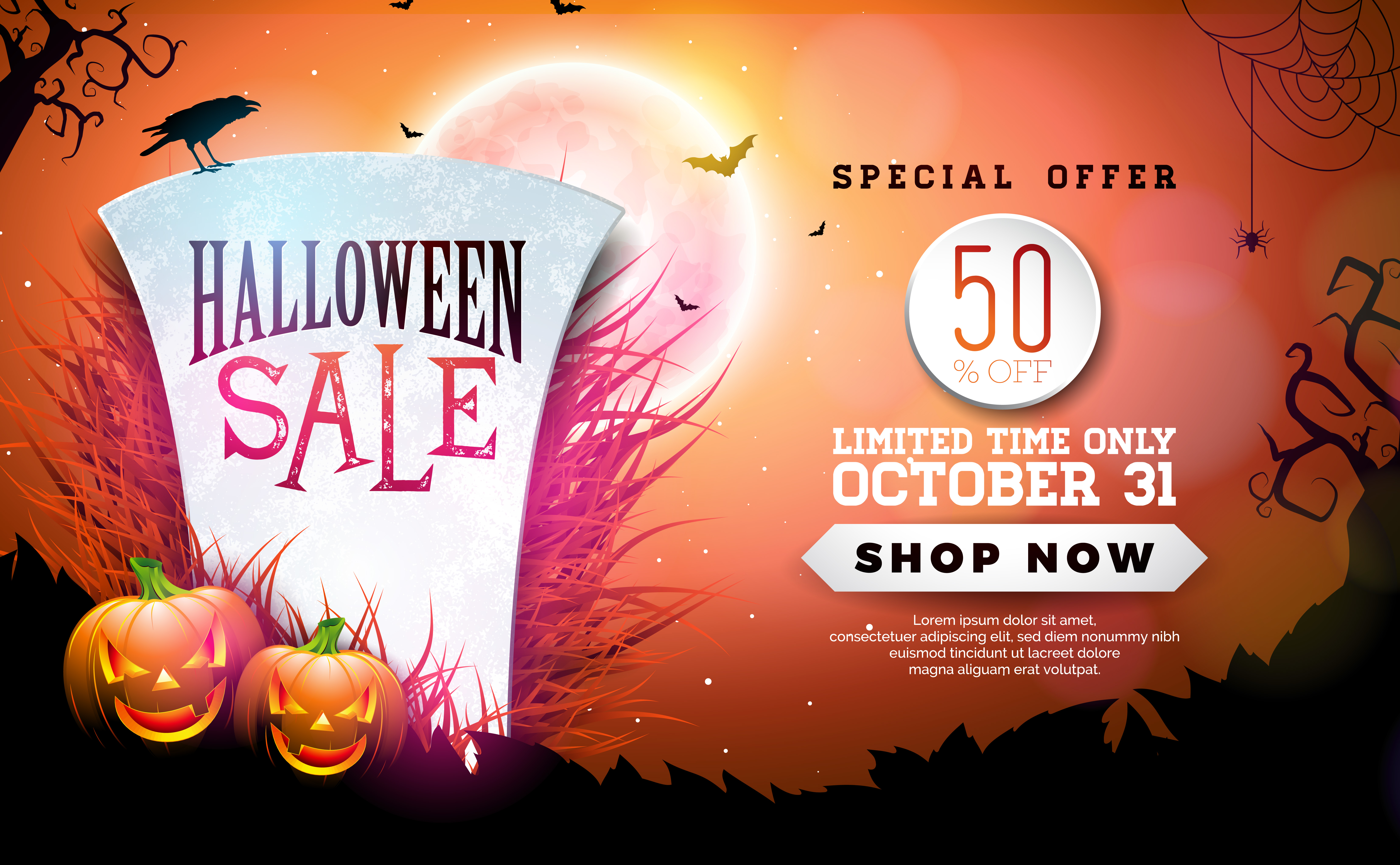 Halloween Sale banner illustration 334464 Vector Art at Vecteezy
