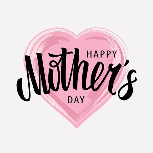 Happy Mother's Day Vector Lettering  on Heart Shape