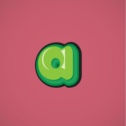 Green comic character from a fontset, vector illustration