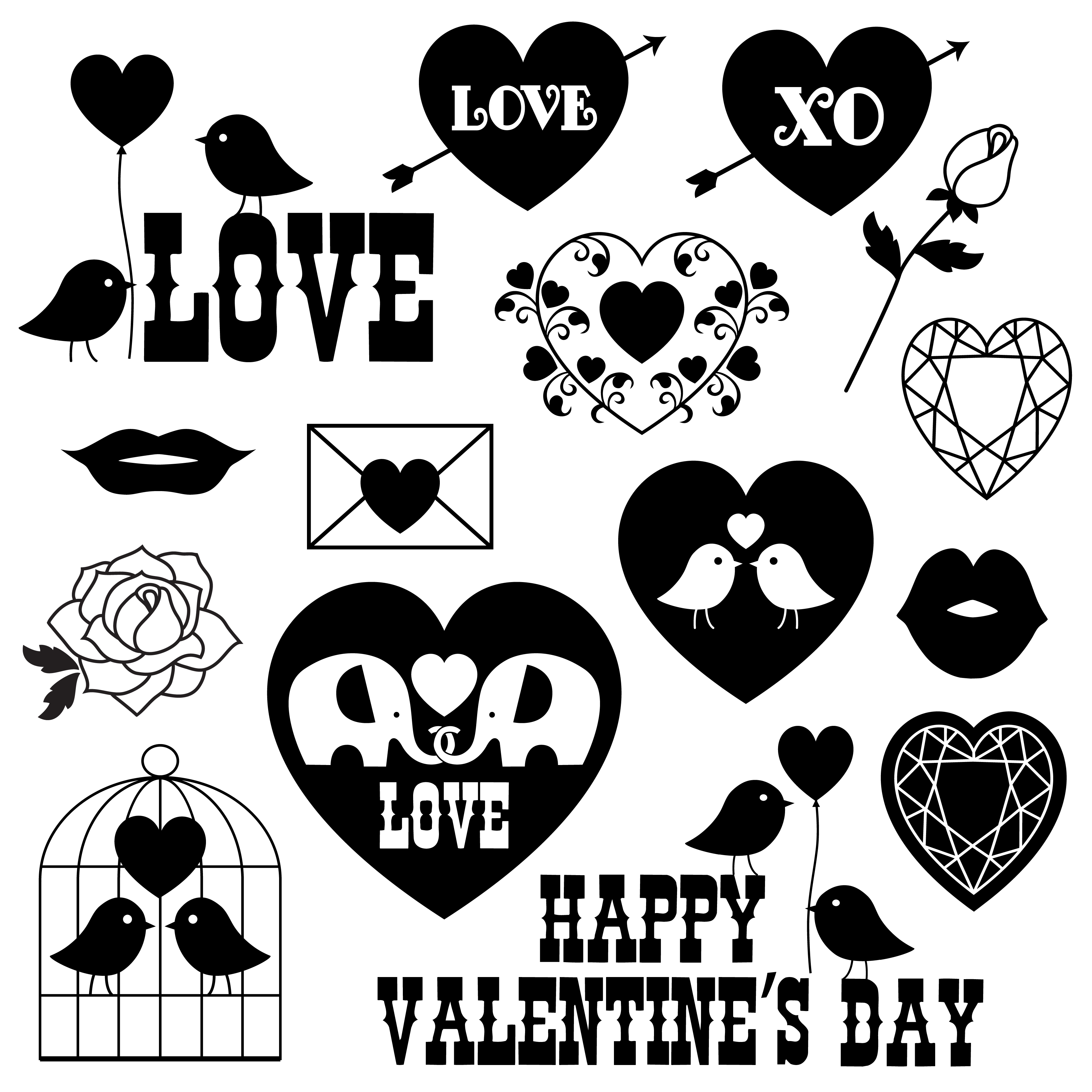 Download valentines day black silhouettes - Download Free Vectors ...