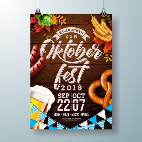 Ilustración del cartel de la fiesta Oktoberfest vector