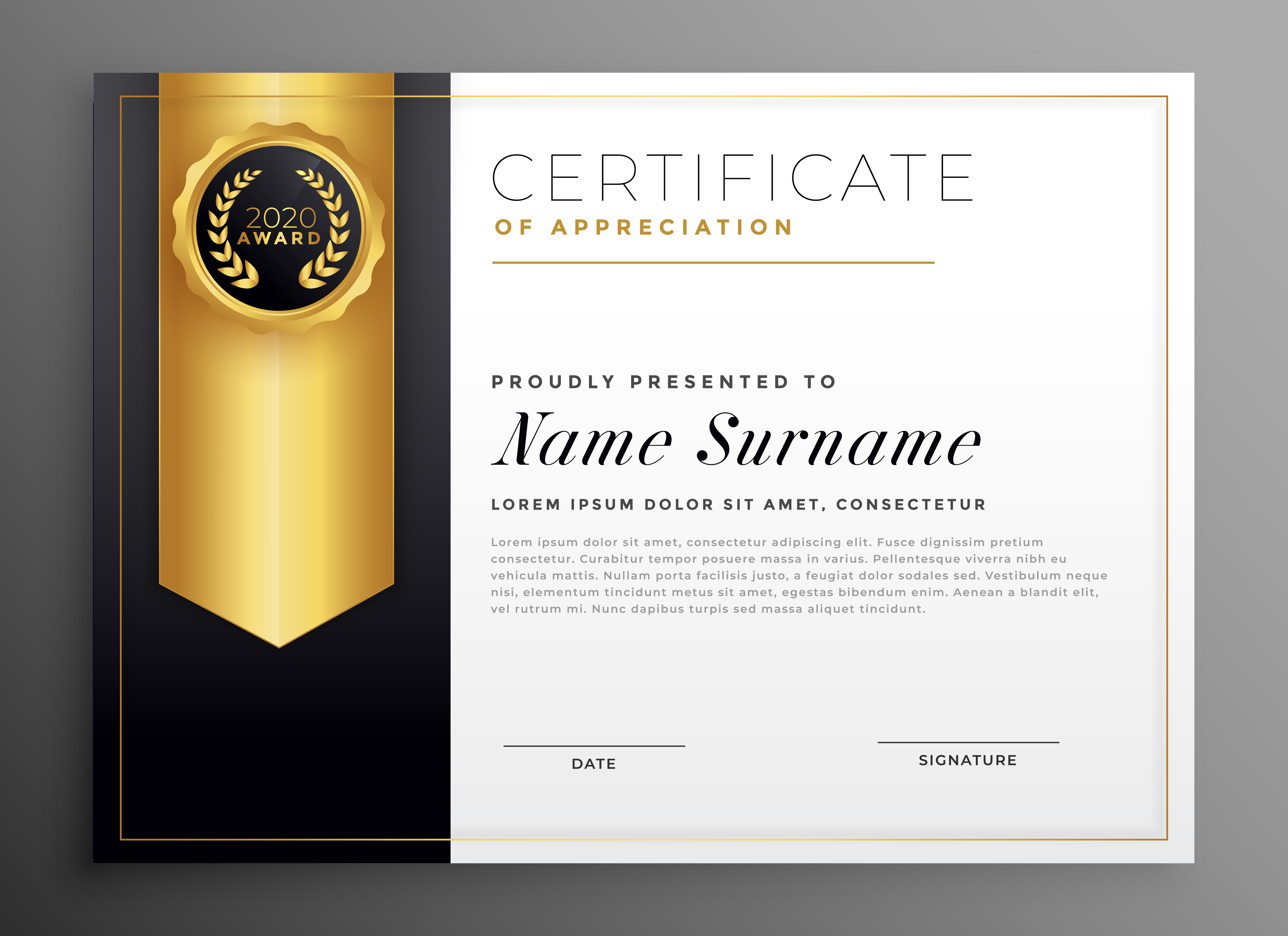 golden company certificate design template - Download Free Vector Art ...