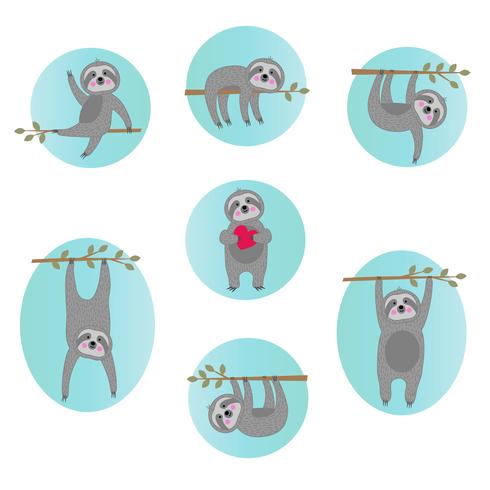 cute sloth vector illustrations