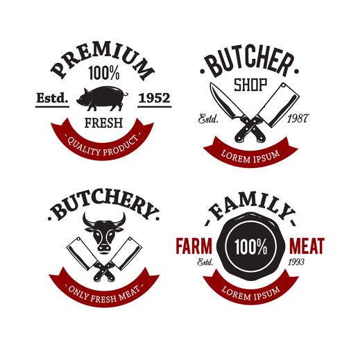  vintage butchery emblems vector