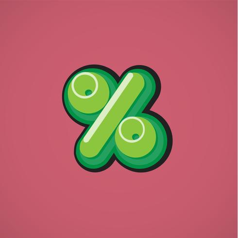 Green comic character from a fontset, vector illustration